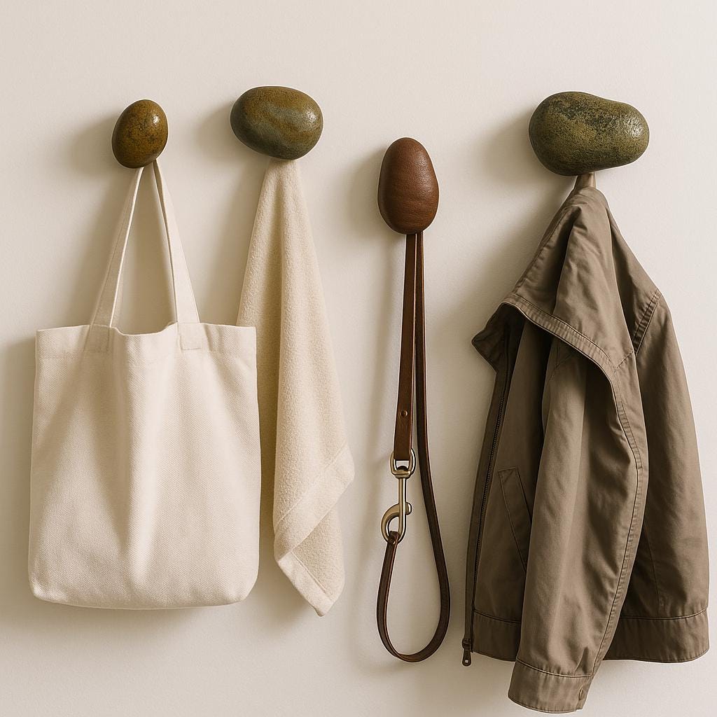 Natural Stone Wall Hook - No Drill – natural stone wall hook or rack – alternate angle