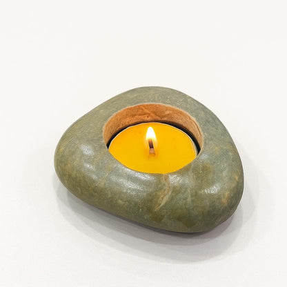 Natural Stone Tealight Holder – natural stone mindful home accent – alternate angle