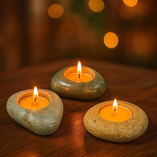 Natural Stone Tealight Holder – natural stone mindful home accent – primary product view