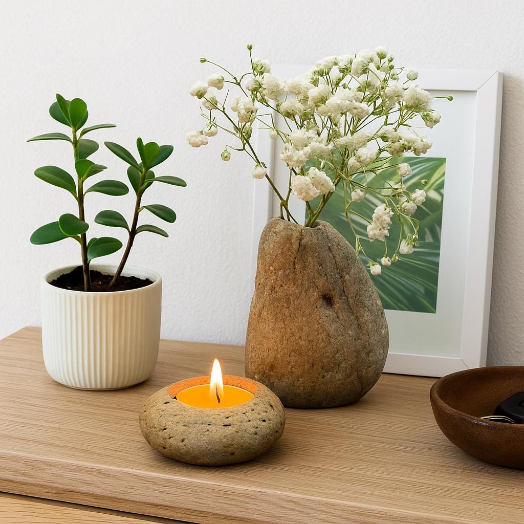 Natural Stone Tealight Holder – natural stone mindful home accent – product detail