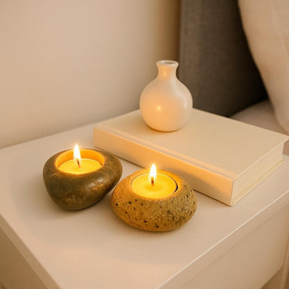 Natural Stone Tealight Holder – natural stone mindful home accent – alternate view
