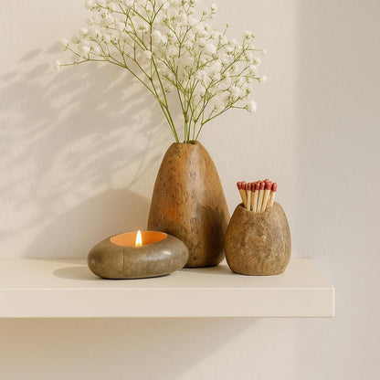 Natural River Stone Decor Set – natural stone mindful home accent – alternate angle