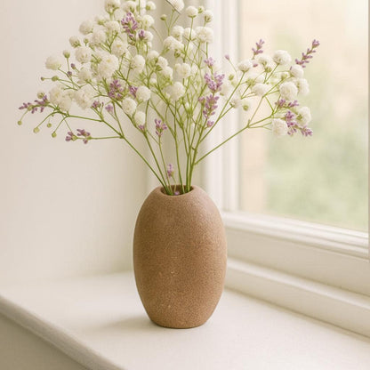 Mini River Stone Vase Natural Pebble Flower Holder Wabi Sabi – natural stone planter or floral display – alternate angle
