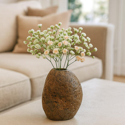 Mini River Stone Vase Natural Pebble Flower Holder Wabi Sabi – natural stone planter or floral display – detail view