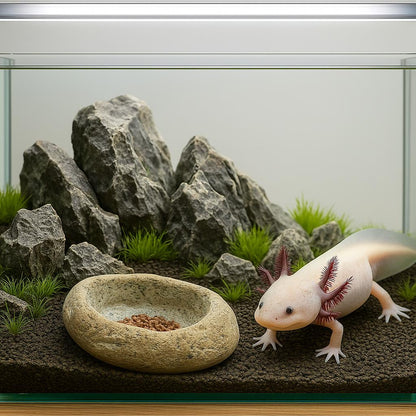 Natural River Stone Axolotl Feeding Bowl – natural stone aquarium accessory – alternate view