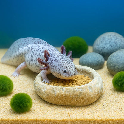 Natural River Stone Axolotl Feeding Bowl – natural stone aquarium accessory – alternate angle