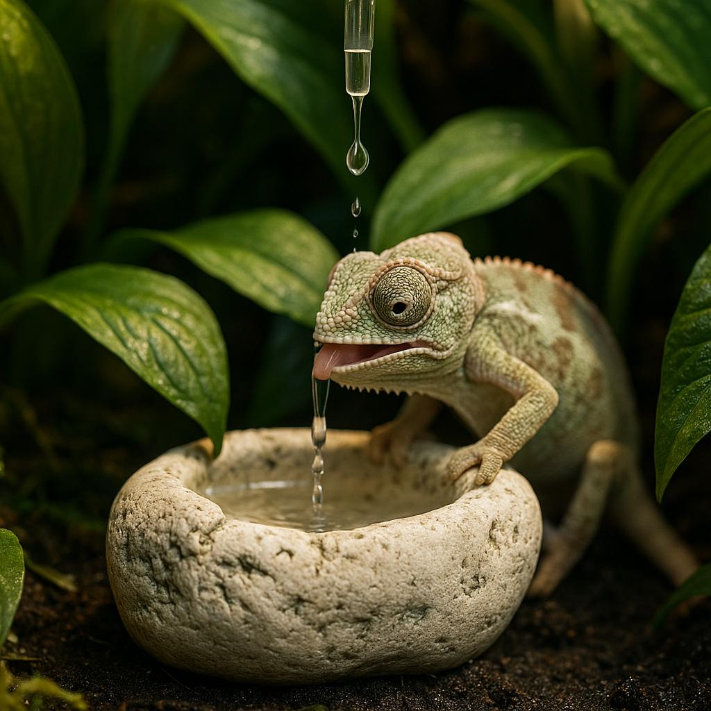 Chameleon Water Drip Bowl Natural Stone Dish For Baby Chams – natural stone terrarium accessory – primary product view