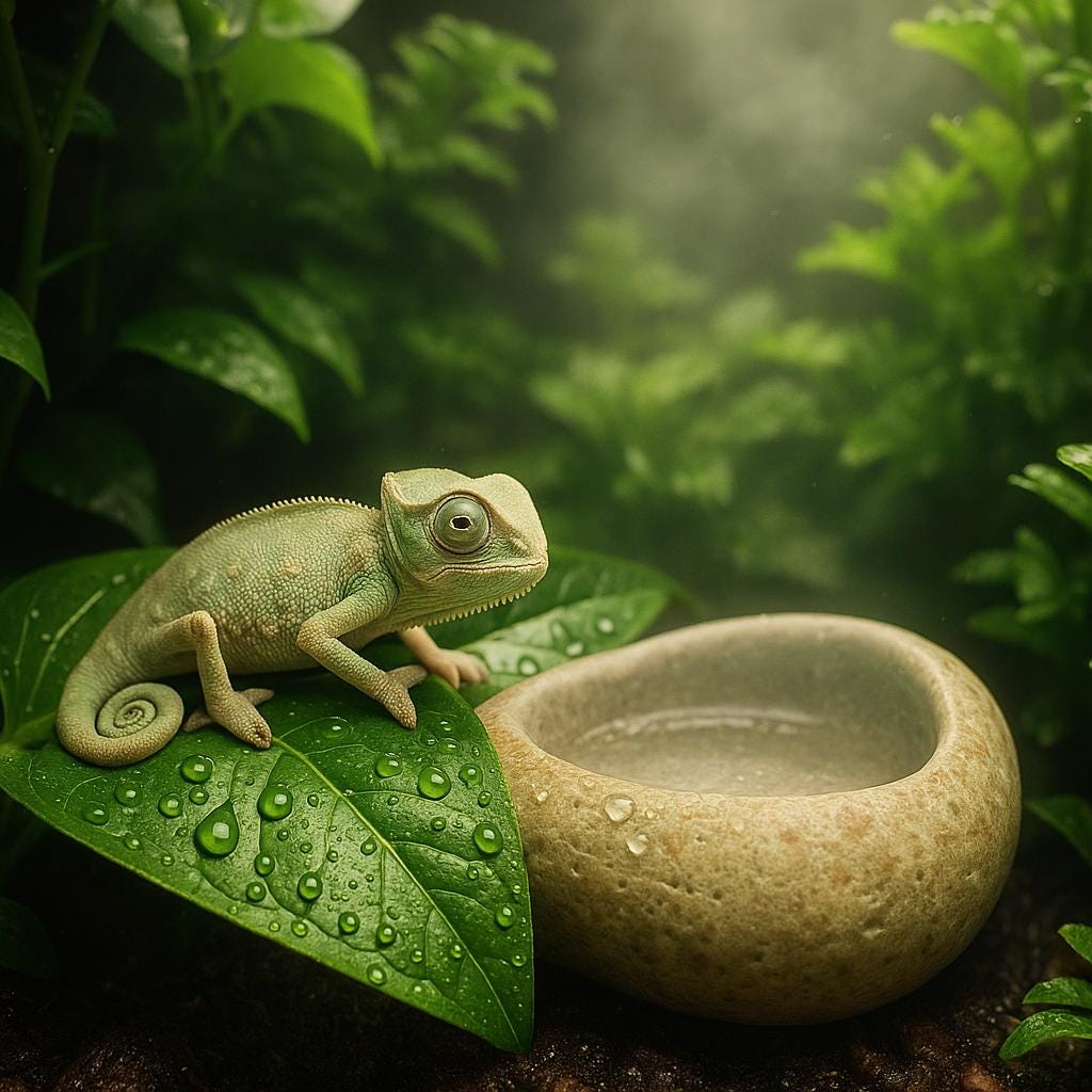 Chameleon Water Drip Bowl Natural Stone Dish For Baby Chams – natural stone terrarium accessory – alternate angle
