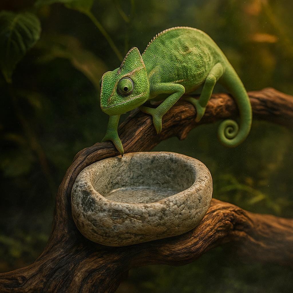 Chameleon Water Drip Bowl Natural Stone Dish For Baby Chams – natural stone terrarium accessory – product detail