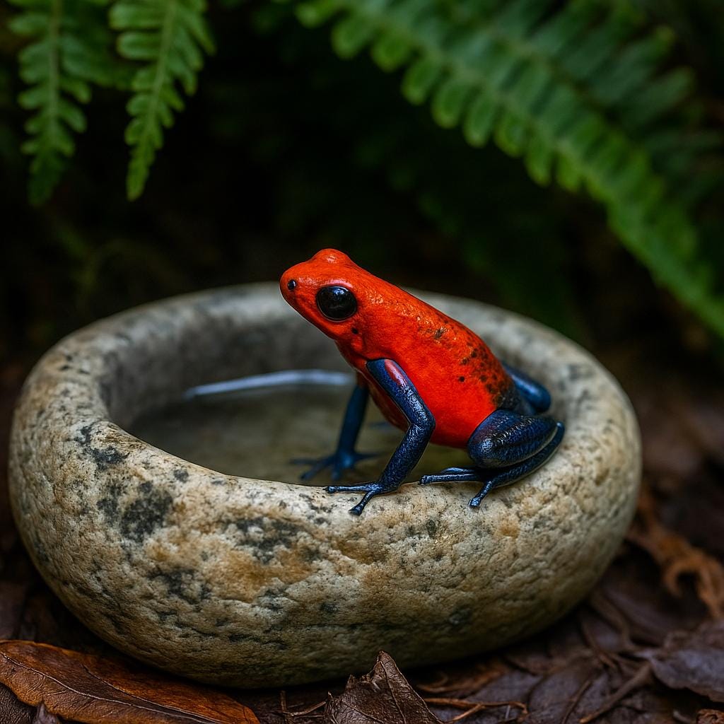 Natural River Stone Dart Frog Water Dish – natural stone terrarium accessory – detail view
