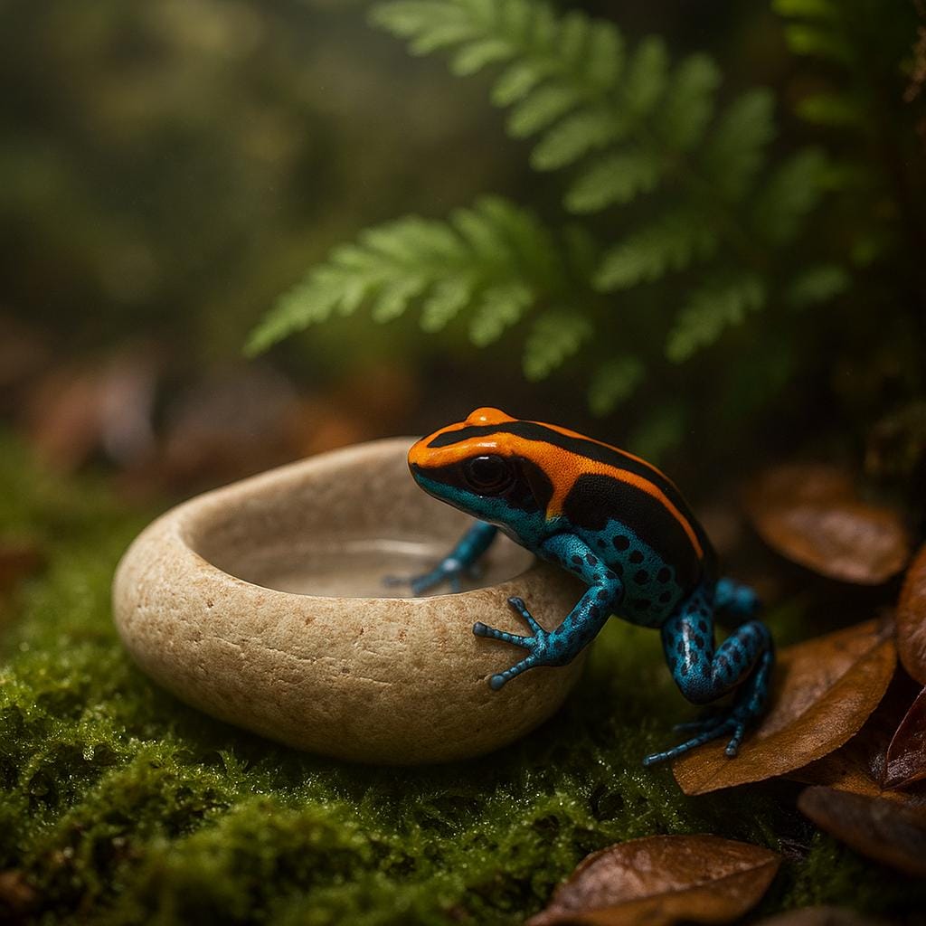Natural River Stone Dart Frog Water Dish – natural stone terrarium accessory – alternate angle