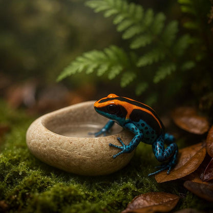 Natural River Stone Dart Frog Water Dish – natural stone terrarium accessory – alternate angle