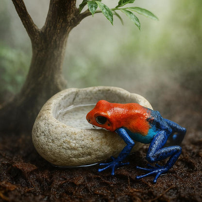Natural River Stone Dart Frog Water Dish – natural stone terrarium accessory – primary product view