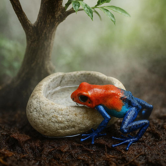 Natural River Stone Dart Frog Water Dish – natural stone terrarium accessory – primary product view