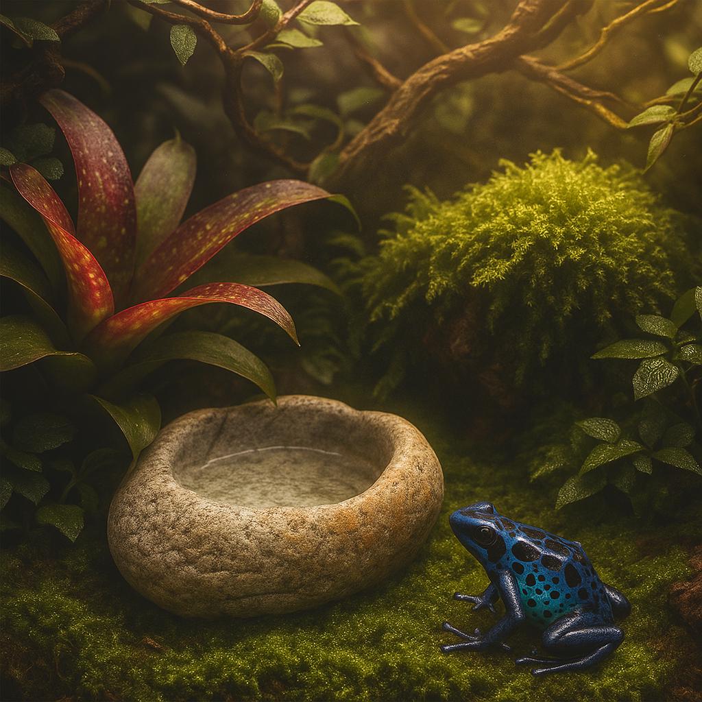 Natural River Stone Dart Frog Water Dish – natural stone terrarium accessory – alternate angle