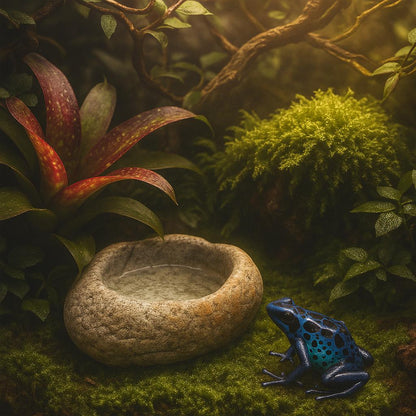 Natural River Stone Dart Frog Water Dish – natural stone terrarium accessory – alternate angle