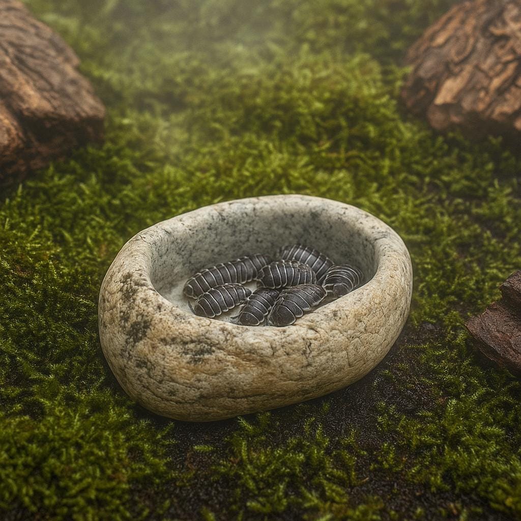 Isopod Calcium Dish – natural stone terrarium accessory – detail view