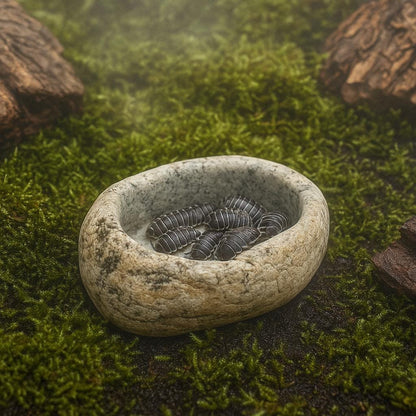 Isopod Calcium Dish – natural stone terrarium accessory – detail view