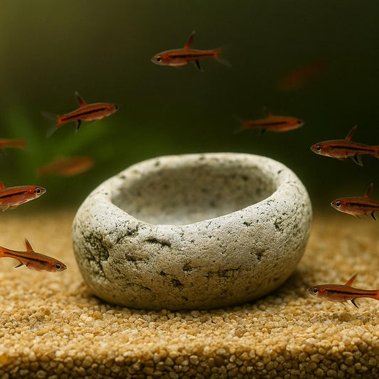 Nano Fish Natural River Stone Decor Bowl – natural stone aquarium accessory – alternate product view