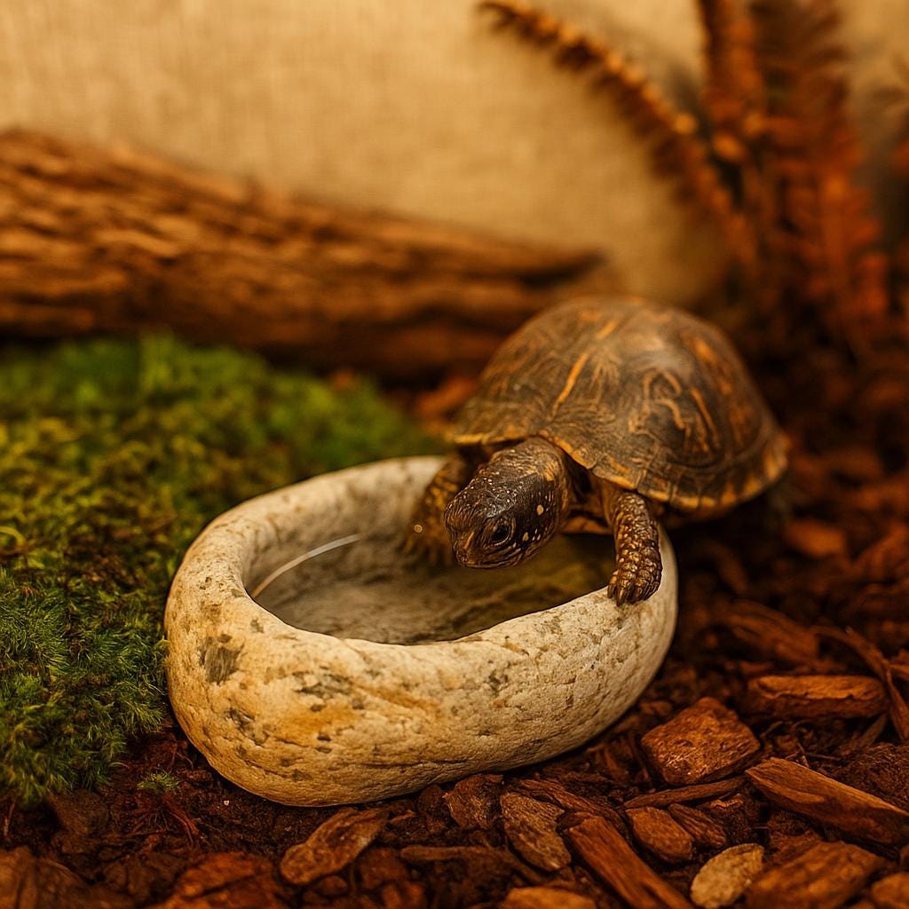 Baby Box Turtle Feeding & Water Dish – natural stone terrarium accessory – product detail