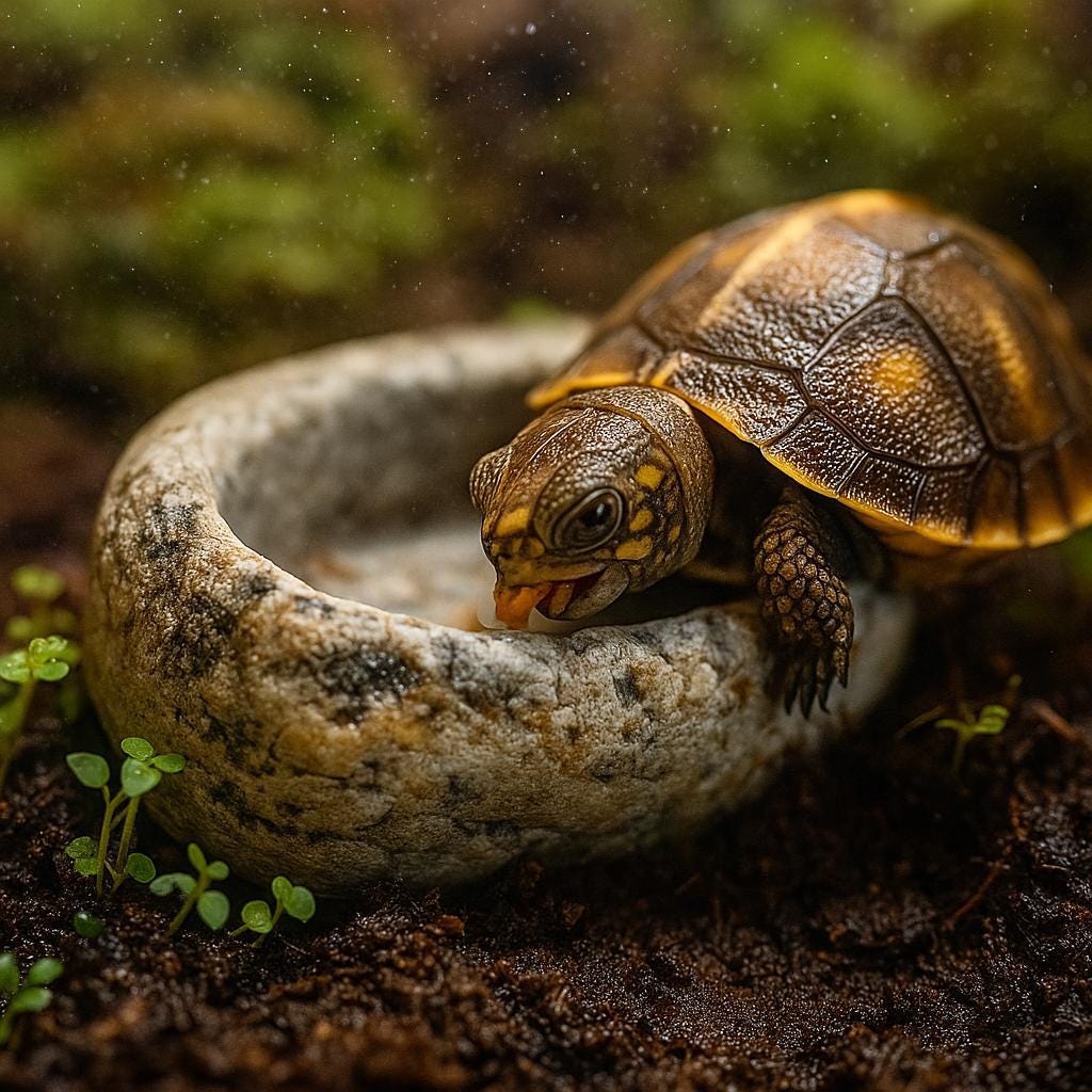 Baby Box Turtle Feeding & Water Dish – natural stone terrarium accessory – product detail