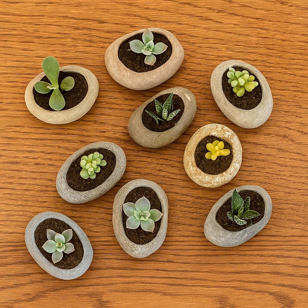 Succulent Planter – natural stone planter or floral display – alternate angle