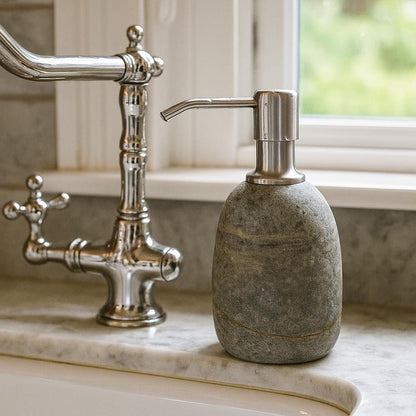 Natural River Stone Kitchen Soap Dispenser – natural stone kitchen and dining accessory – alternate product view