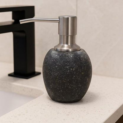 Natural River Stone Soap Dispenser For Bathroom – natural stone bathroom accessory – alternate product view