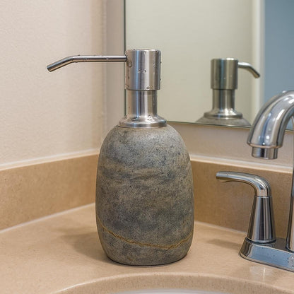 Natural River Stone Soap Dispenser For Bathroom – natural stone bathroom accessory – alternate view
