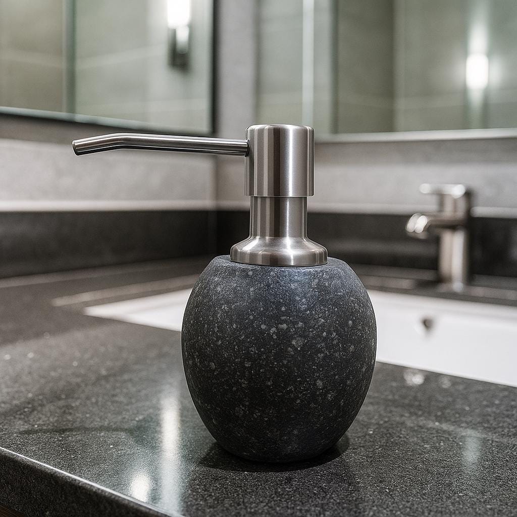 Natural River Stone Soap Dispenser For Bathroom – natural stone bathroom accessory – product detail