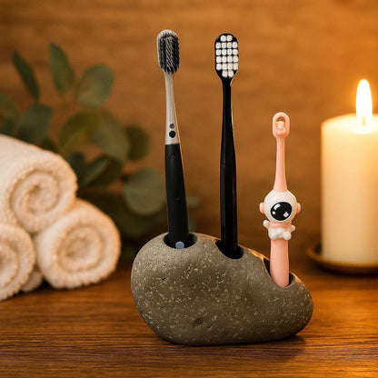 Natural River Stone Toothbrush & Razor Holder – natural stone bathroom accessory – product detail