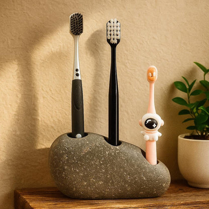 Natural River Stone Toothbrush & Razor Holder – natural stone bathroom accessory – product detail