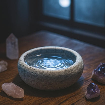 Handcrafted River Stone Ritual Bowl – natural stone mindful home accent – detail view