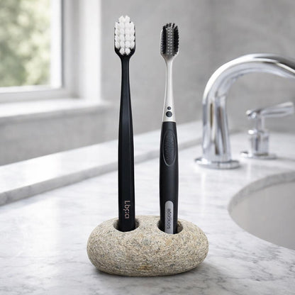 Pebble Toothbrush Holder – natural stone bathroom accessory – alternate product view
