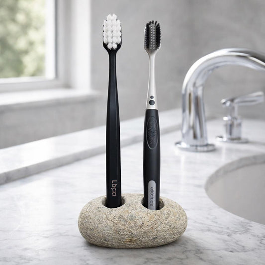 Pebble Toothbrush Holder – natural stone bathroom accessory – alternate product view
