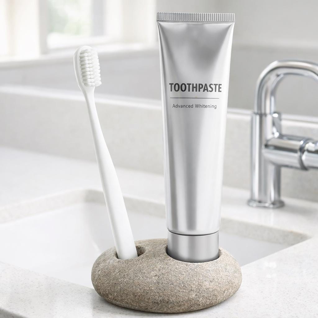 Pebble Toothbrush – natural stone bathroom accessory – alternate product view