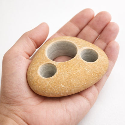 Natural Stone 2-Toothbrush & Toothpaste Holder – natural stone bathroom accessory – product detail