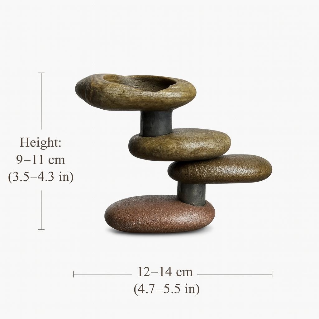 Handmade River Stone Candle Holder – natural stone mindful home accent – alternate view