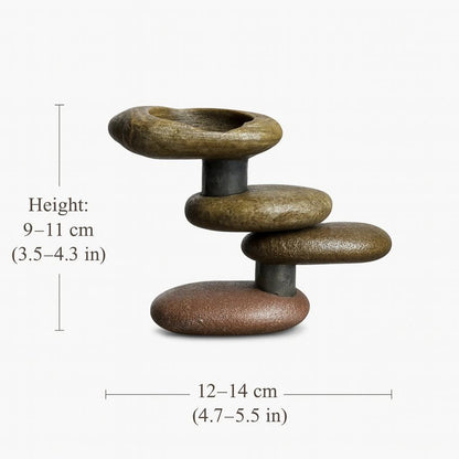 Handmade River Stone Candle Holder – natural stone mindful home accent – alternate view