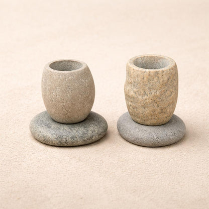 Succulent Planter — Natural River Stone Desk Pot With Base – natural stone planter or floral display – product detail