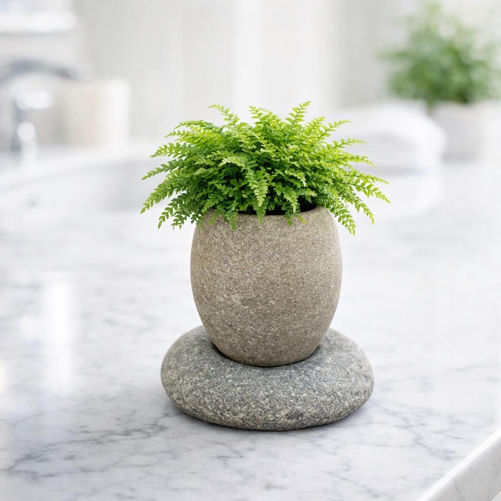 Succulent Planter — Natural River Stone Desk Pot With Base – natural stone planter or floral display – alternate angle