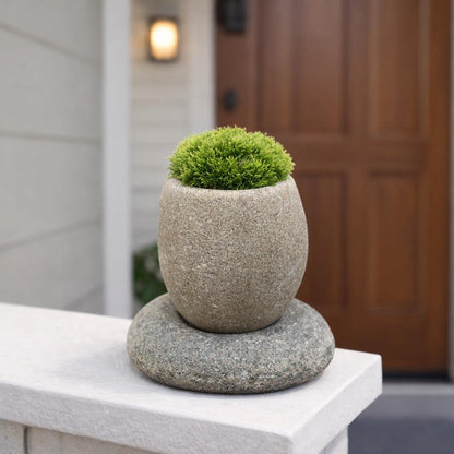 Succulent Planter — Natural River Stone Desk Pot With Base – natural stone planter or floral display – alternate view