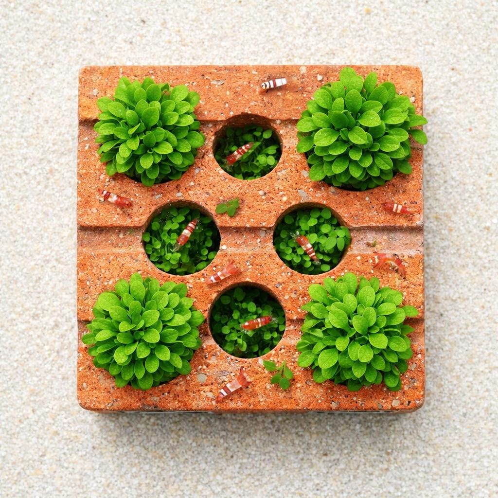 Aquarium Planter Brick With Shrimp Cave – natural stone aquarium accessory – product detail