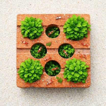 Aquarium Planter Brick With Shrimp Cave – natural stone aquarium accessory – product detail