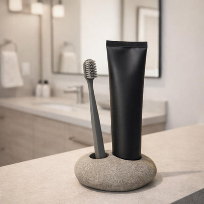 Pebble Toothbrush – natural stone bathroom accessory – detail view
