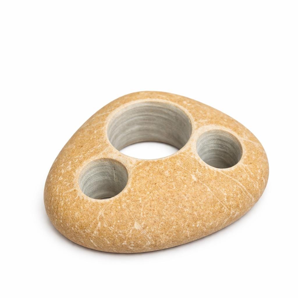 Natural Stone 2-Toothbrush & Toothpaste Holder – natural stone bathroom accessory – alternate view