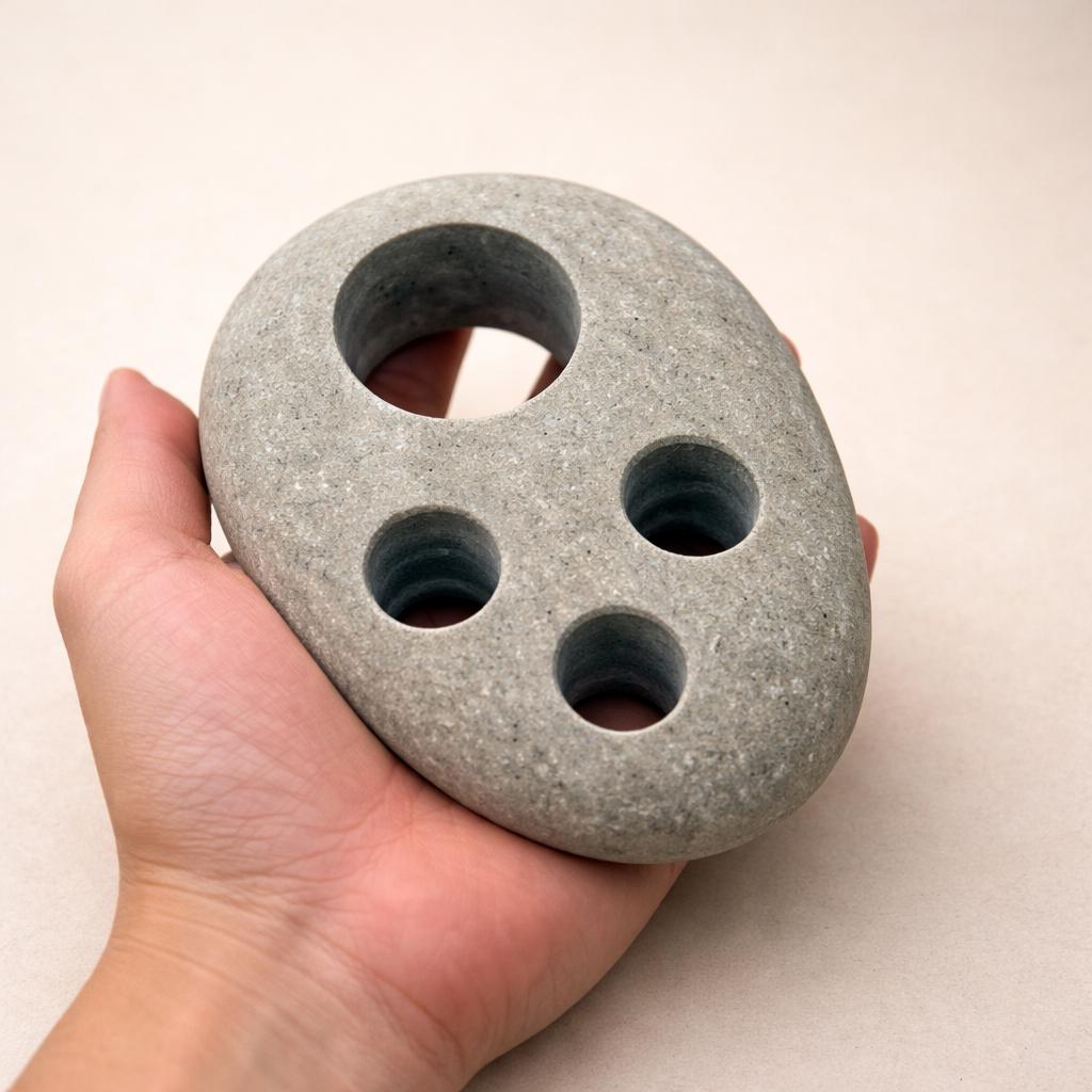 Natural Stone 3-Toothbrush & Toothpaste Holder – natural stone bathroom accessory – product detail