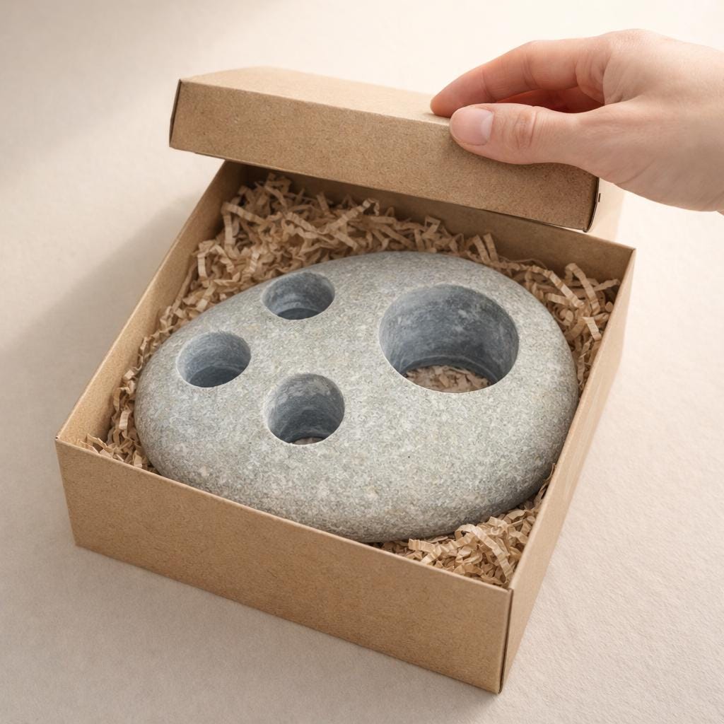 Natural Stone 3-Toothbrush & Toothpaste Holder – natural stone bathroom accessory – alternate view
