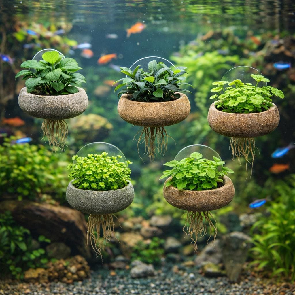 Aquarium Stone Plant Anchor With Suction Cup – natural stone aquarium accessory – primary product view