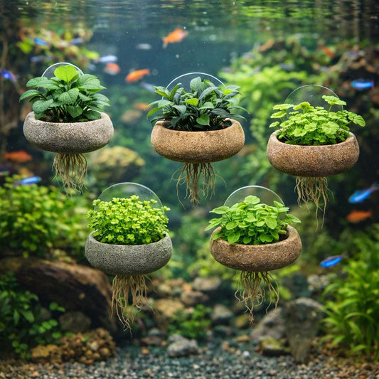 Aquarium Stone Plant Anchor With Suction Cup – natural stone aquarium accessory – primary product view